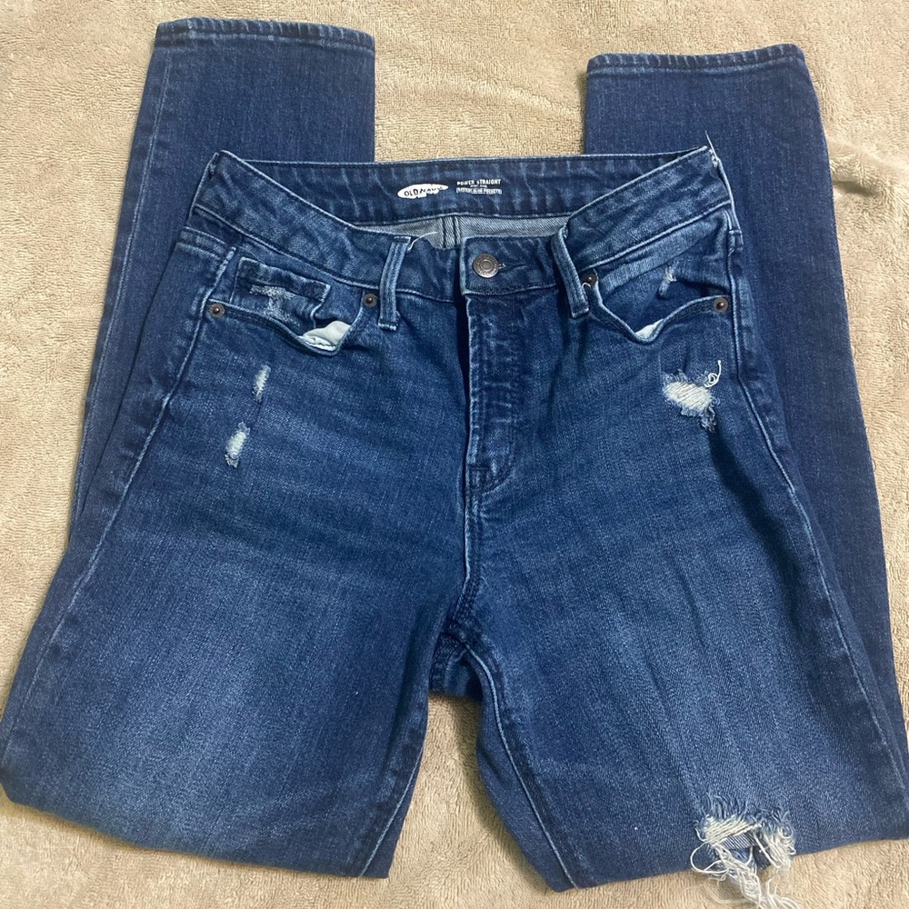 Old Navy Power Straight Distressed High Rise Secret-Slim Pockets Women’s Size 6